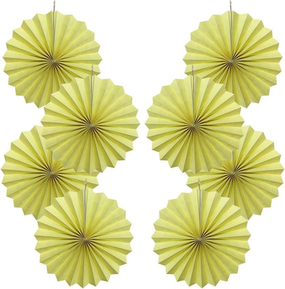 Yellow Hanging Paper Fans,Yellow Accessories Paper Decorations for Party,Color Party