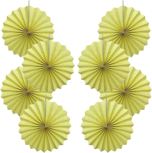 Yellow Hanging Paper Fans,Yellow Accessories Paper Decorations for Party,Color Party