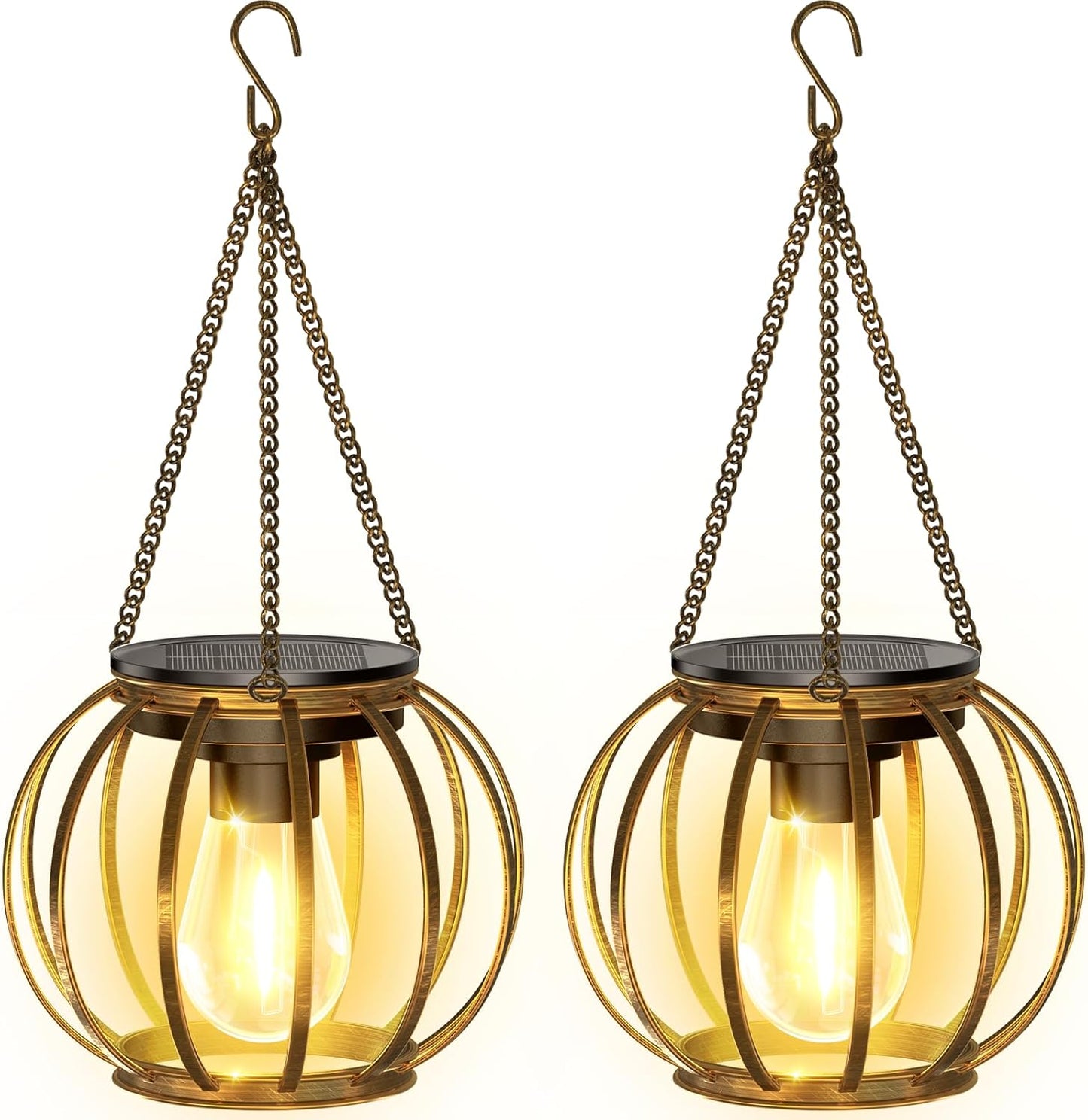 KOOPER Solar Lanterns Outdoor Waterproof, Upgraded Bronze Metal Hanging Solar Lights Outdoor