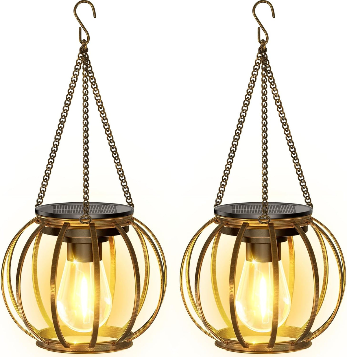 KOOPER Solar Lanterns Outdoor Waterproof, Upgraded Bronze Metal Hanging Solar Lights Outdoor