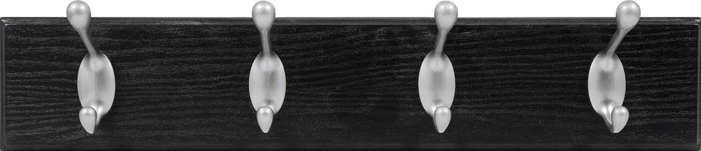 HIGH & MIGHTY 515708 Coat Rack 4 Hook Rail, Easy Tool-Free Dry Wall Installation, Holds up to