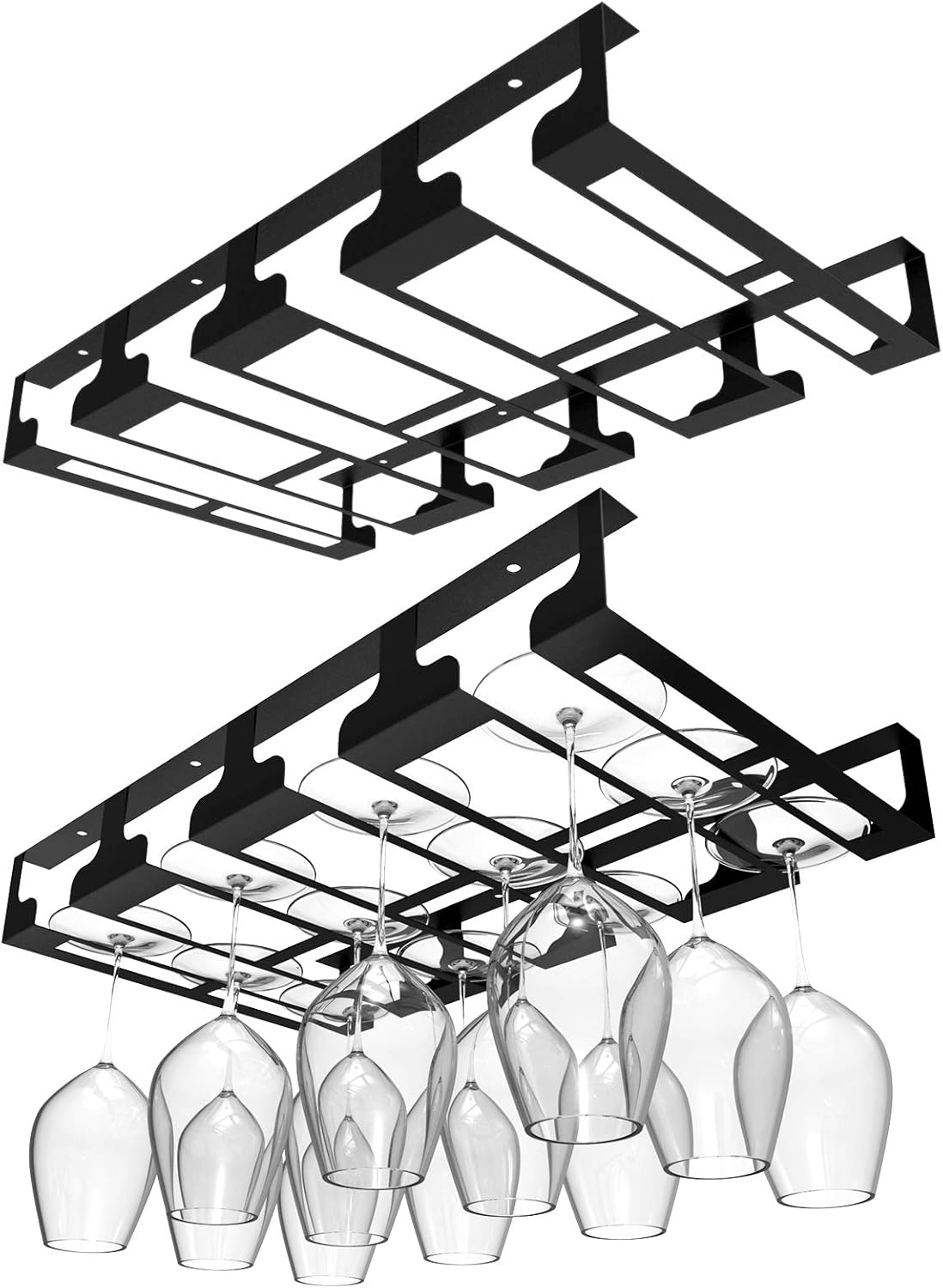 Wine Glass Rack - Under Cabinet Stemware Wine Glass Holder Glasses Storage Hanger Metal Hanging