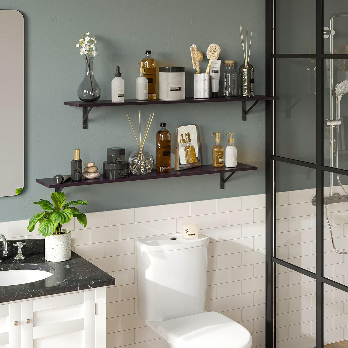 DINZI LVJ Long Wall Shelves, 55.1Inch Wall Mounted Shelves Set of 2, Extra Large Floating Storage