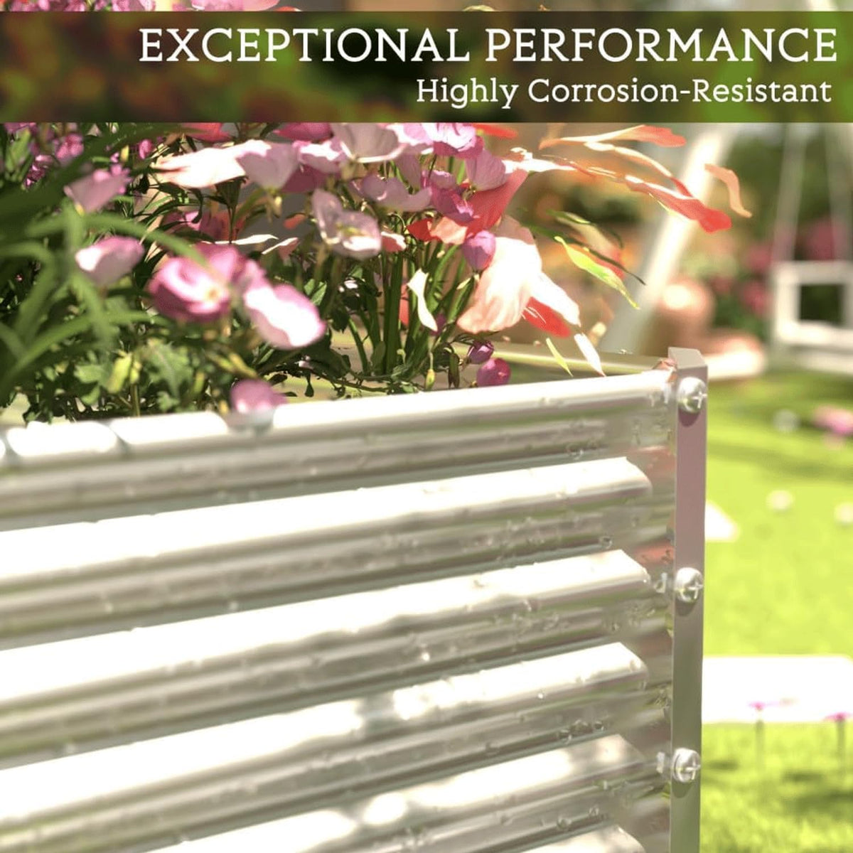 2 Pack 8x4FT Tall Galvanized Raised Garden Bed Outdoor,Metal Garden Bed for Vegetables,Steel Raised