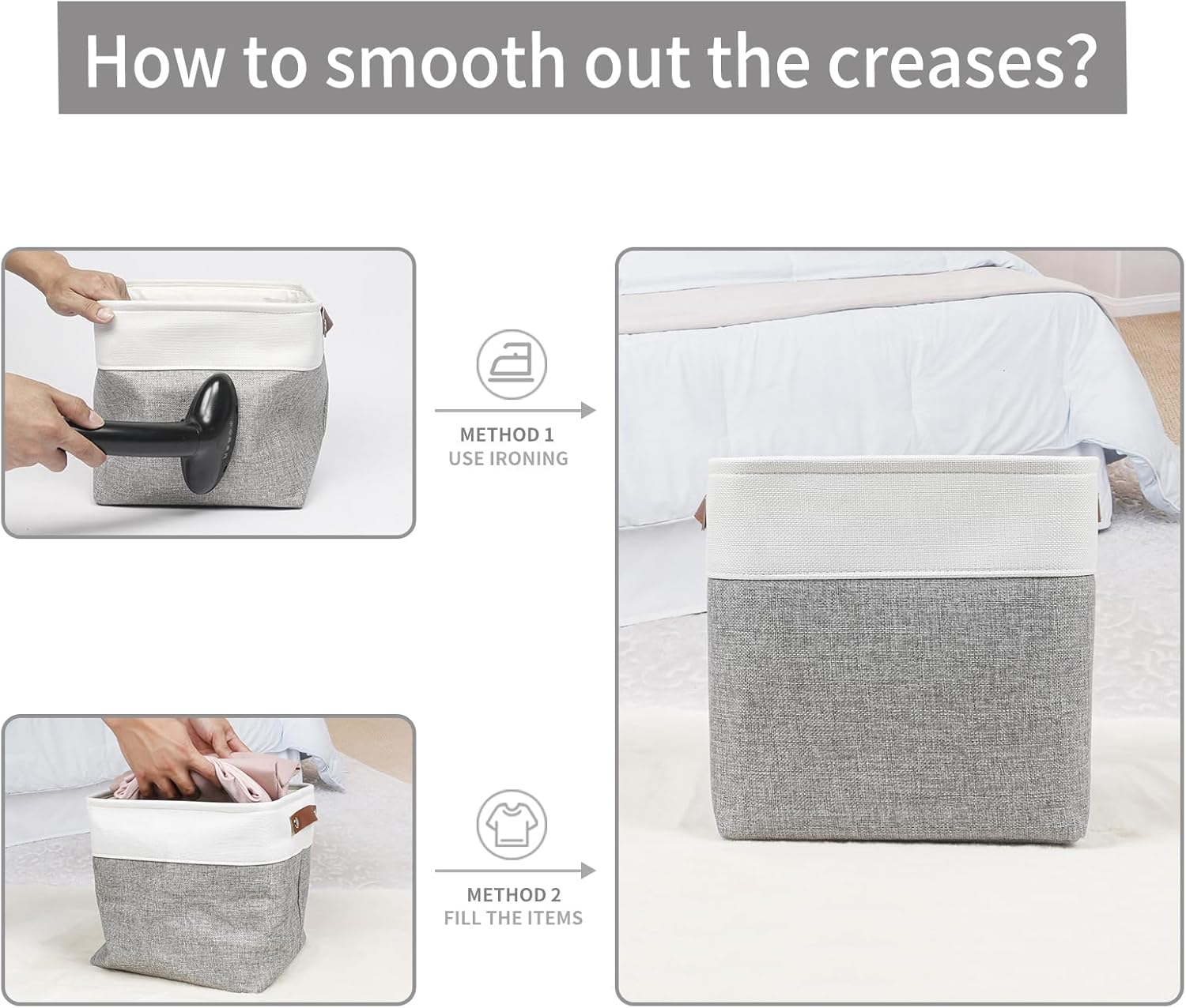Collapsible Fabric Storage Cubes 11x11 Cube Storage Bins, 4 Pack Closet Baskets Box with Handles