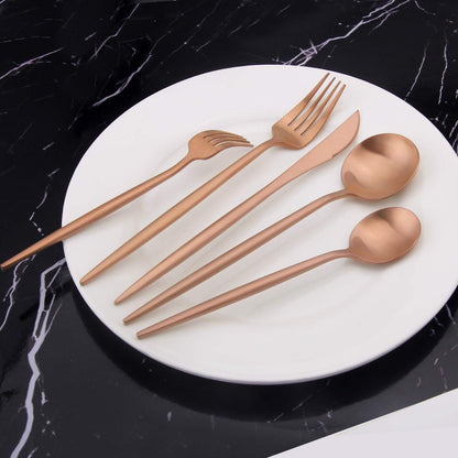 Matte Rosegold Silverware Set, Vanys 20 Piece Stainless Steel Cutlery Flatware Set, Kitchen Utensil