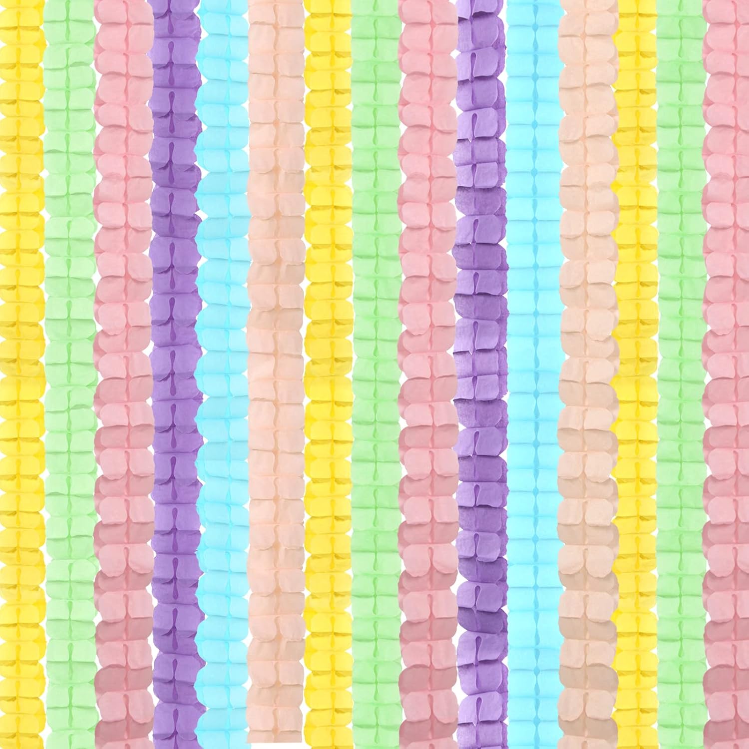 Pastel Rainbow Party-Decorations Streamers Garland - 12pcs 4-Leaf Clover Paper Streamer Baby Shower