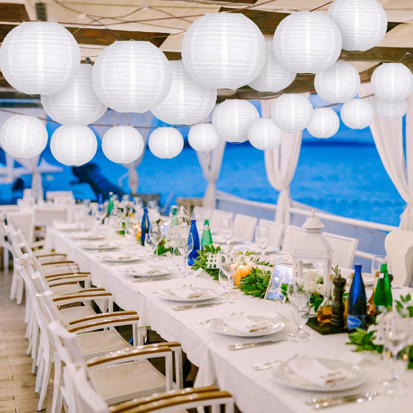 ADLKGG White Paper Lanterns Party Decorative, White Round Hanging Paper Lanterns Decorations for