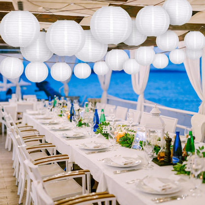 ADLKGG White Paper Lanterns Party Decorative, White Round Hanging Paper Lanterns Decorations for