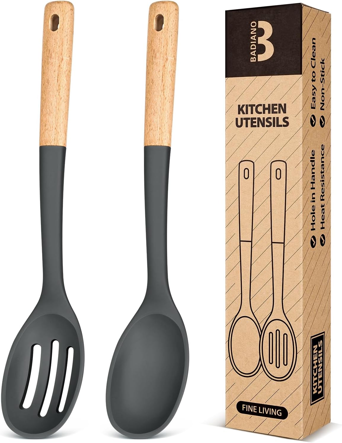 Silicone Cooking Spoons, Great for Scooping Sides and Serving Hearty Stews, BPA-Free Matte