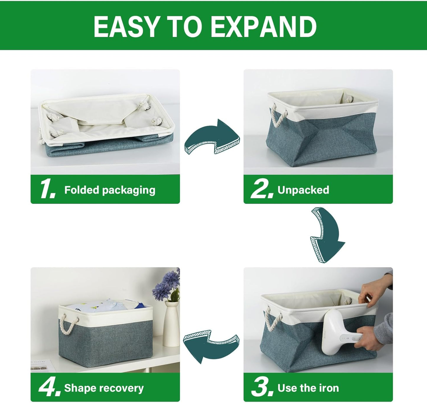 Bidtakay Fabric Storage Baskets for Shelves 3 Pack Large Storage Bins for Organizing Linen