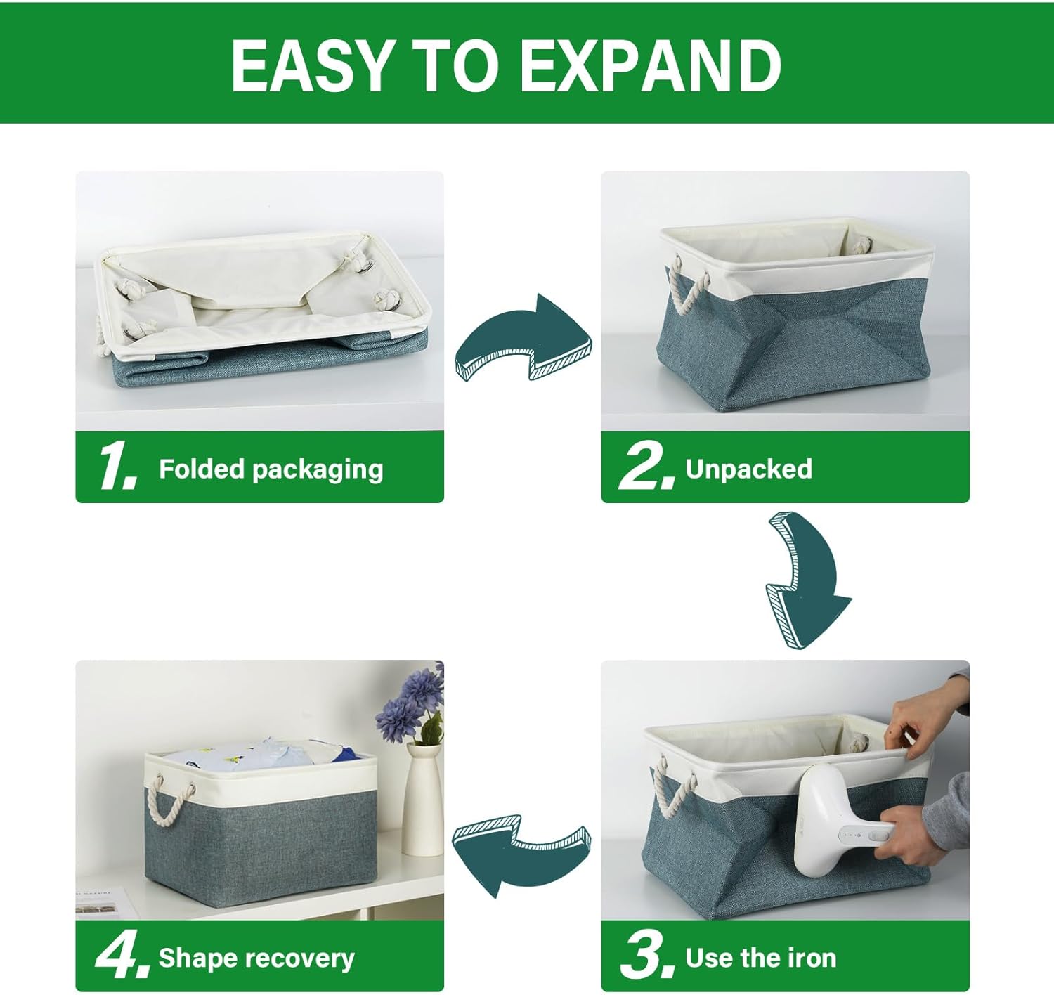 Bidtakay Fabric Storage Baskets for Shelves 3 Pack Large Storage Bins for Organizing Linen