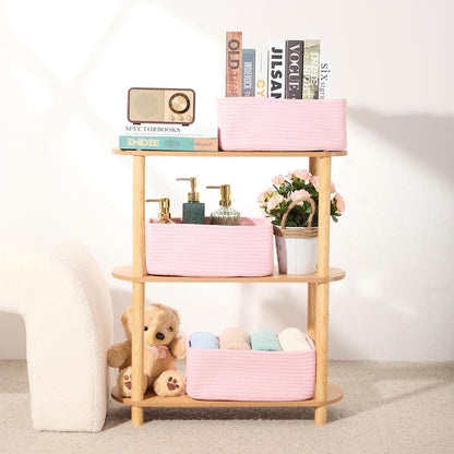 Small Storage Baskets for Organizing | Closet Organizer Bins | Shelf Toy Basket | Woven Rope