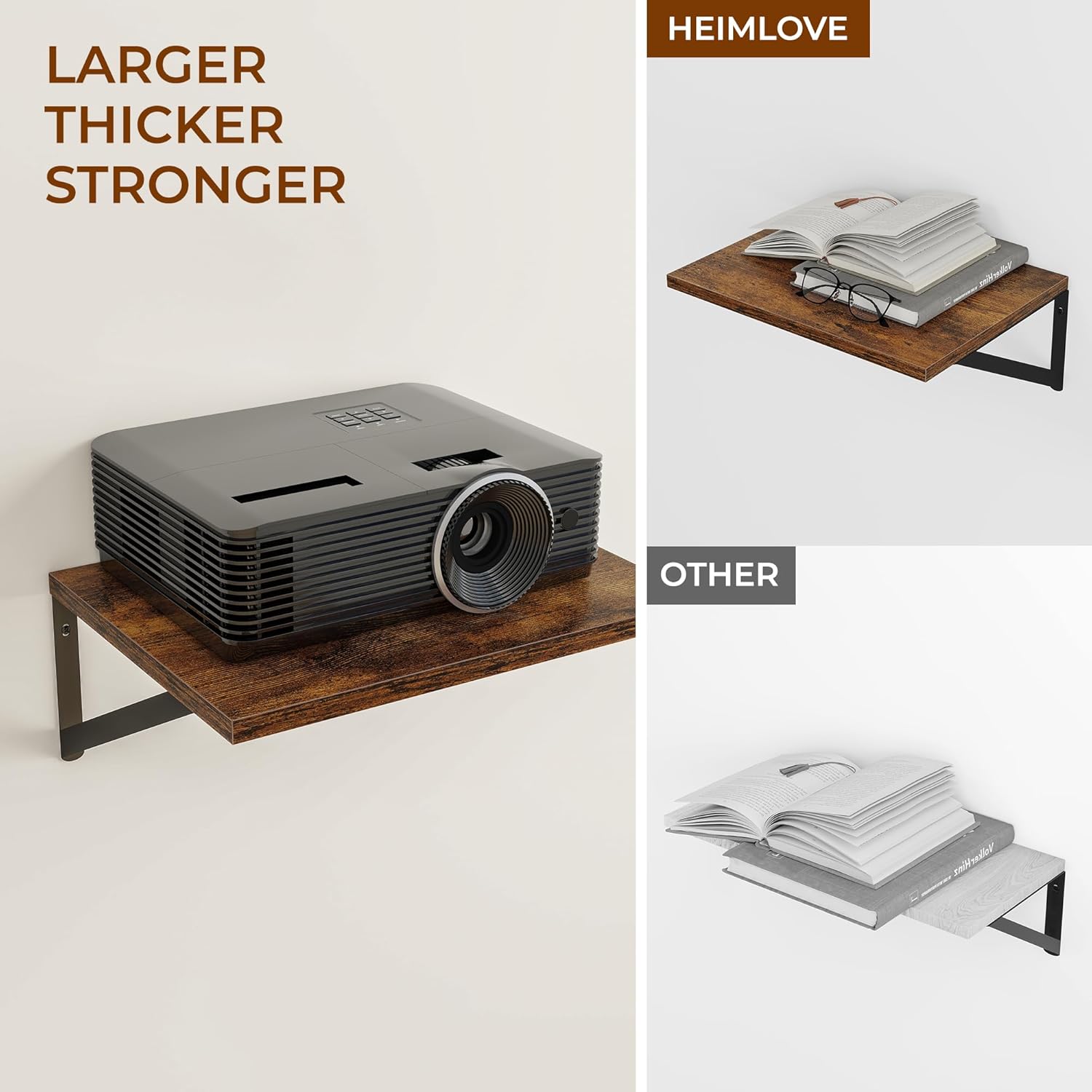 Heimlove 24" W x 12" D Wall Shelves for Books, 12 Inch Deep Floating Shelves Set of 3, Wide