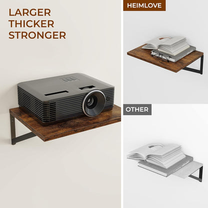 Heimlove Deep Floating Shelves for Wall, 12 Inch Deep Floating Shelves Set of 3, 16W x 12D Wood