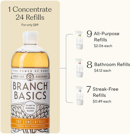 Branch Basics Cleaning Essentials Kit in Glass: All Purpose Cleaner and Bathroom Cleaner