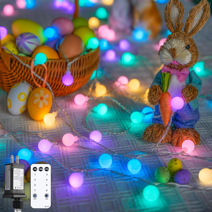 JMEXSUSS 100 LED Connectable Globe String Lights Indoor, 33ft Multicolor Fairy Lights Plug in with