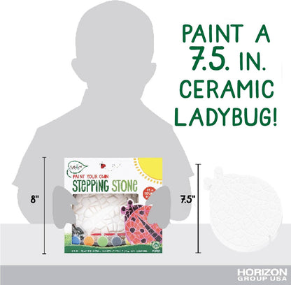 Creative Roots Mosaic Ladybug Stone, Includes 7-Inch Ceramic Stepping Stone & 6 Vibrant Paints, DIY