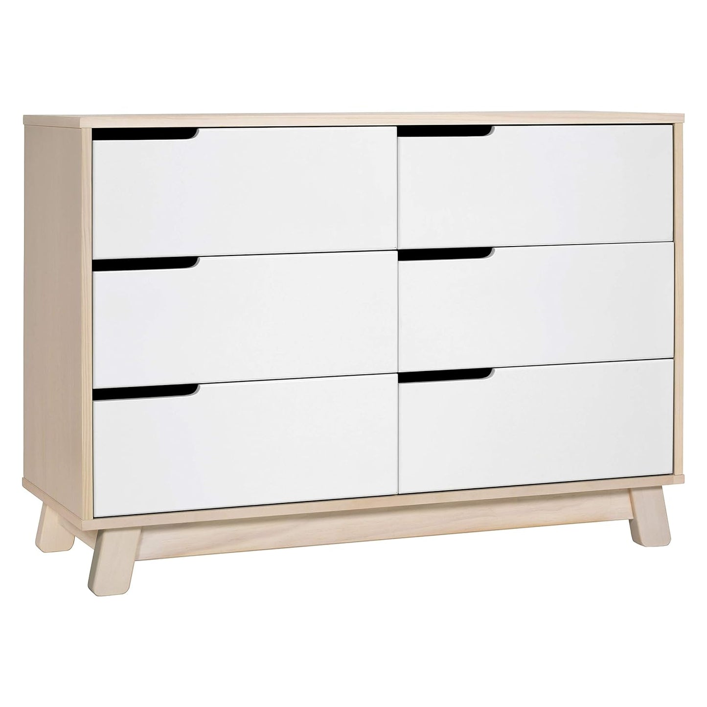 Babyletto Hudson 6-Drawer Assembled Double Dresser in Washed Natural and White, Greenguard Gold