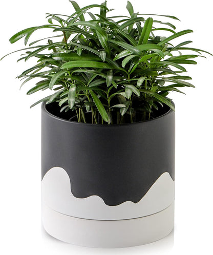 Nihow Ceramic Plant Pot: 6 Inch Planter with Drainage Hole & Saucer for Indoor & Outdoor Plants