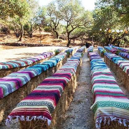 Del Mex Classic Mexican Blanket, Large Authentic Woven Falsa Throw (70"x50"), Artisan Southwest