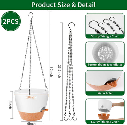 GARDIFE Hanging Planter, 10 inch Hanging planters for Indoor. Outdoor Plants, Self Watering Plant