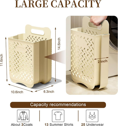 Laundry Basket Hamper,Hanging Wall Collapsible Laundry with Handle,Space-Saving Foldable Storage