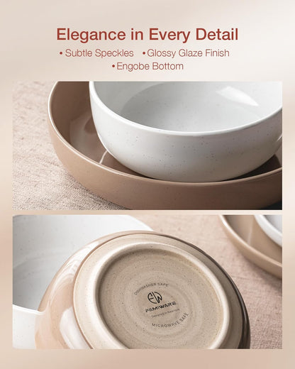Famiware Milkyway Plates and Bowls Sets, 12 Pieces Stoneware Dinnerware Sets, Dishes Set for 4