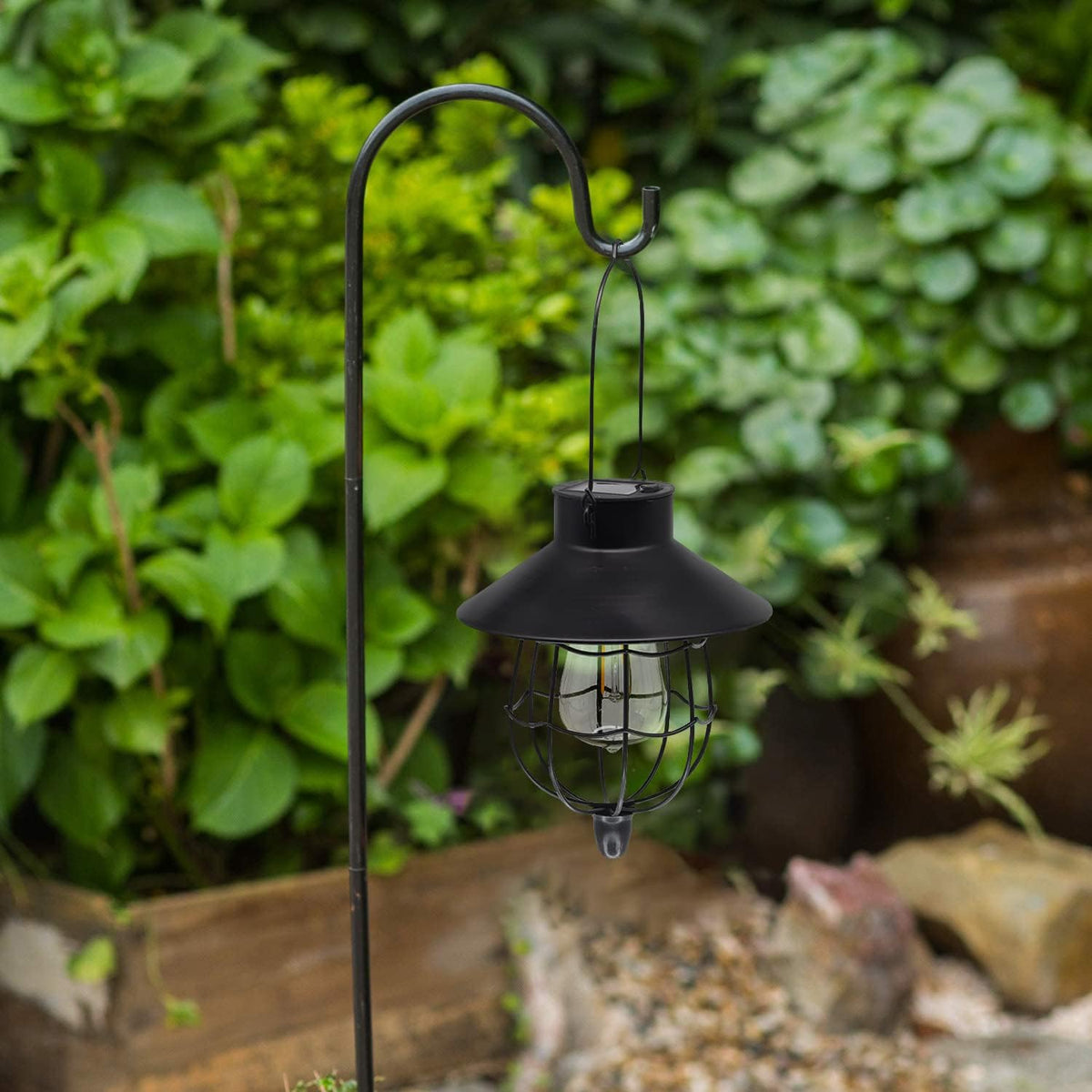 YAKii 2 Pack Solar Lantern Hanging Waterproof Outdoor Metal Solar Lamp with Warm White Light