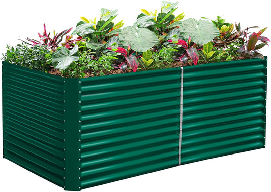 Land Guard 6x3x3ft Rectangular Galvanized Raised Garden Beds, Large-Capacity Metal Planter Box
