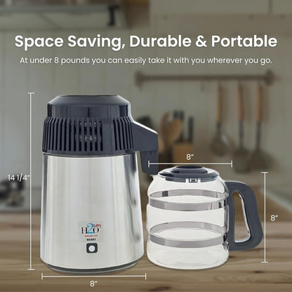 H2o Labs Best-in-Class Countertop Water Distiller - Stainless Steel Home Water Distiller with 1