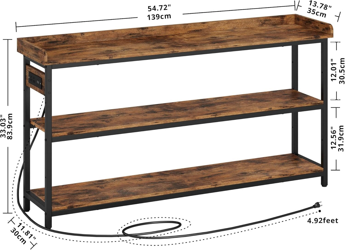 IRONCK Console Table, Sofa Table with Power Outlet, Farmhouse Hallway Table for Entryway, Living