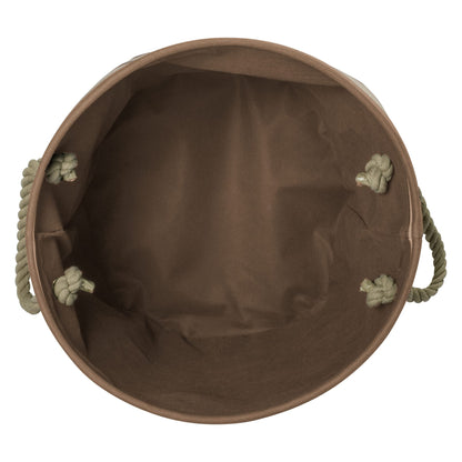 Bone Dry Pet Storage Collection Striped Paw Patch Bin, Small Round, Brown