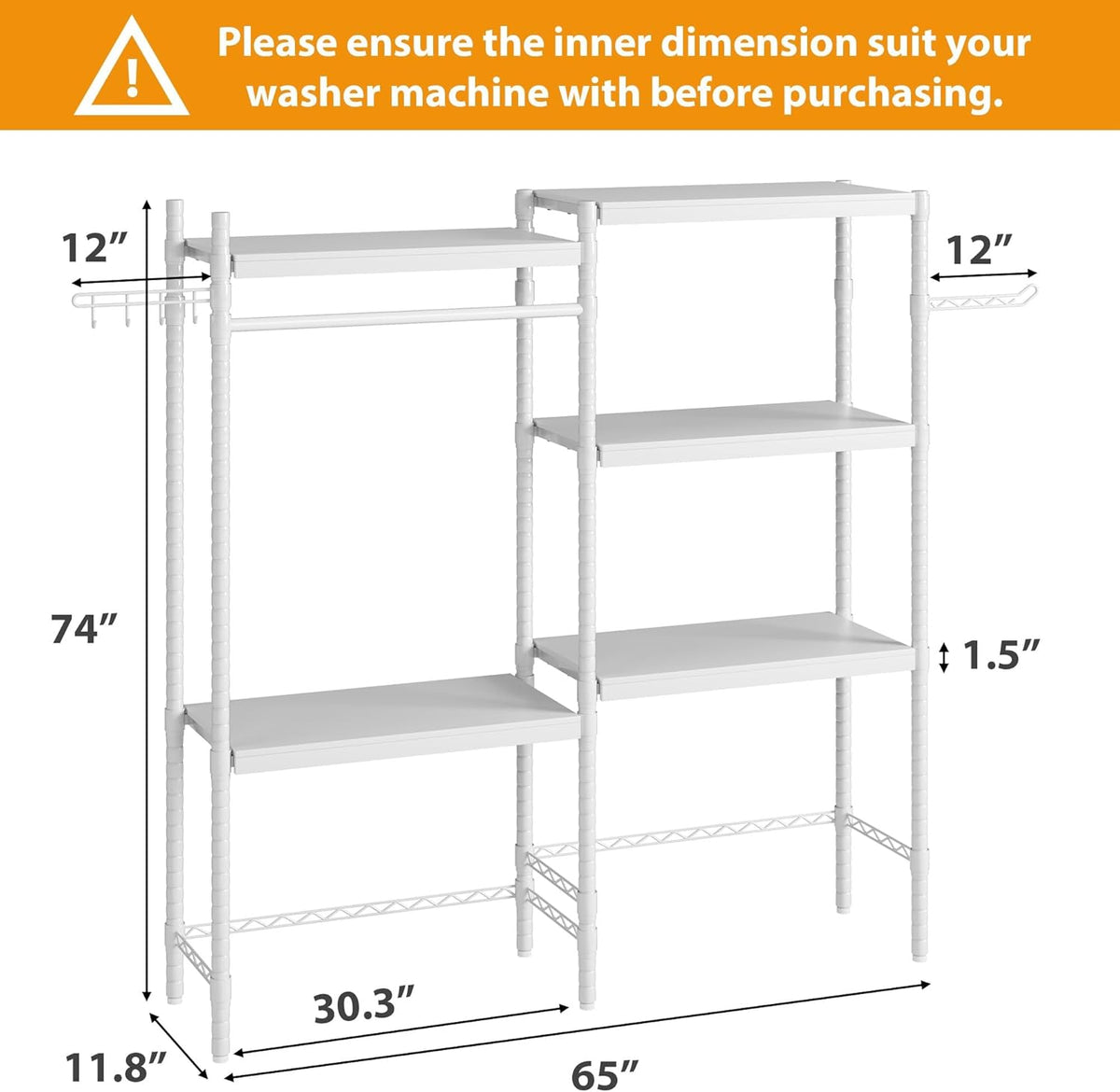 Double Row Over Washer and Dryer Storage Shelves, Laundry Room Organization and Storage, Heavy Duty