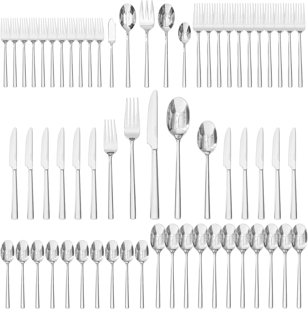 KINGSTONE Silverware Set with Serving Utensils, 65-Piece Forged Flatware Set Cutlery Set Premium