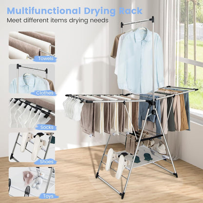 Giantex Clothes Drying Rack, Foldable Laundry Drying Rack with with 6-Level Adjustable Height, High