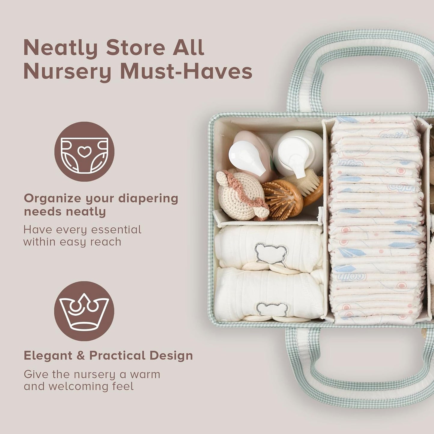 PeraBella XL Diaper Caddy Organizer With Handle, Baby Shower Gifts Basket Bag, Registry Search Must