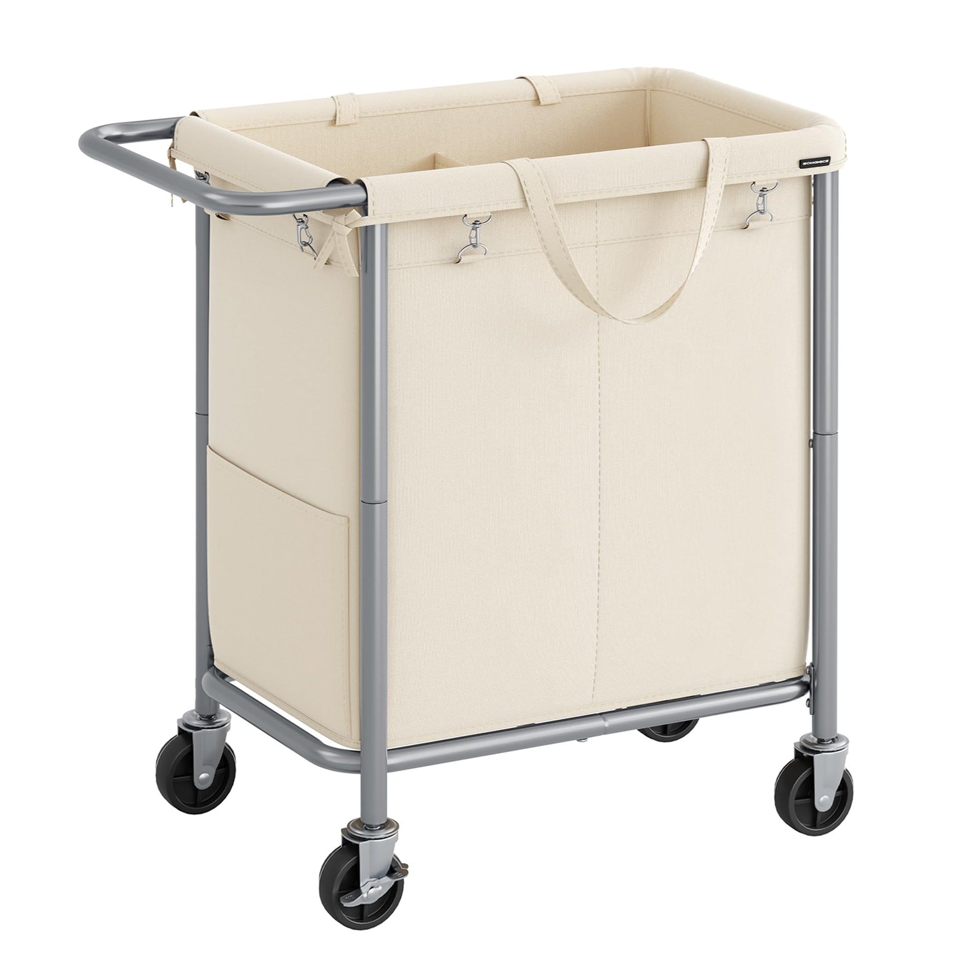 SONGMICS Laundry Basket with Wheels, 2-Section Rolling Laundry Hamper, 37 Gallons (140 L)