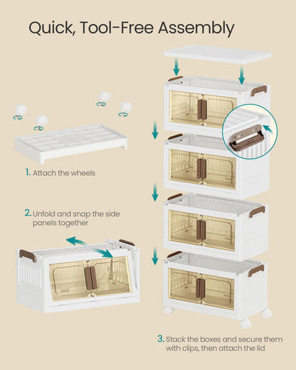 SONGMICS 26QT stackable storage bins with 1 Lid, 4-Tier Foldable Bins