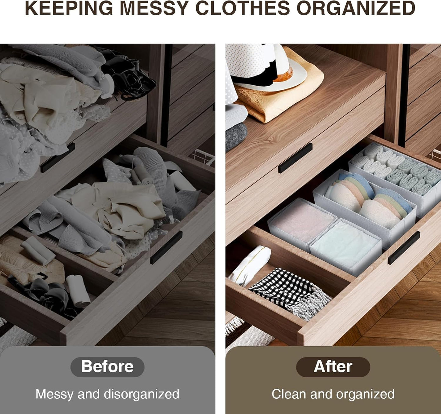 DIMJ Drawer Organizer Clothes 15 Pack - Foldable Baby Organizers and Storage & Dresser Organizer