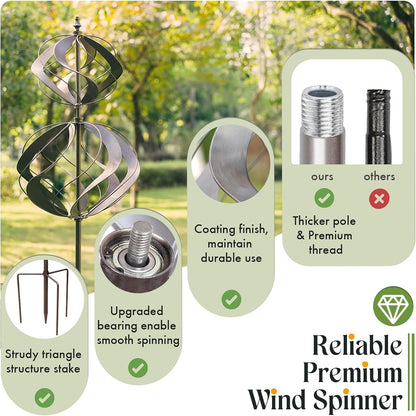 Wind Spinners Outdoor Metal - Large Kinetic Wind Spinner for Yard Garden, Windmills Lawn Ornament