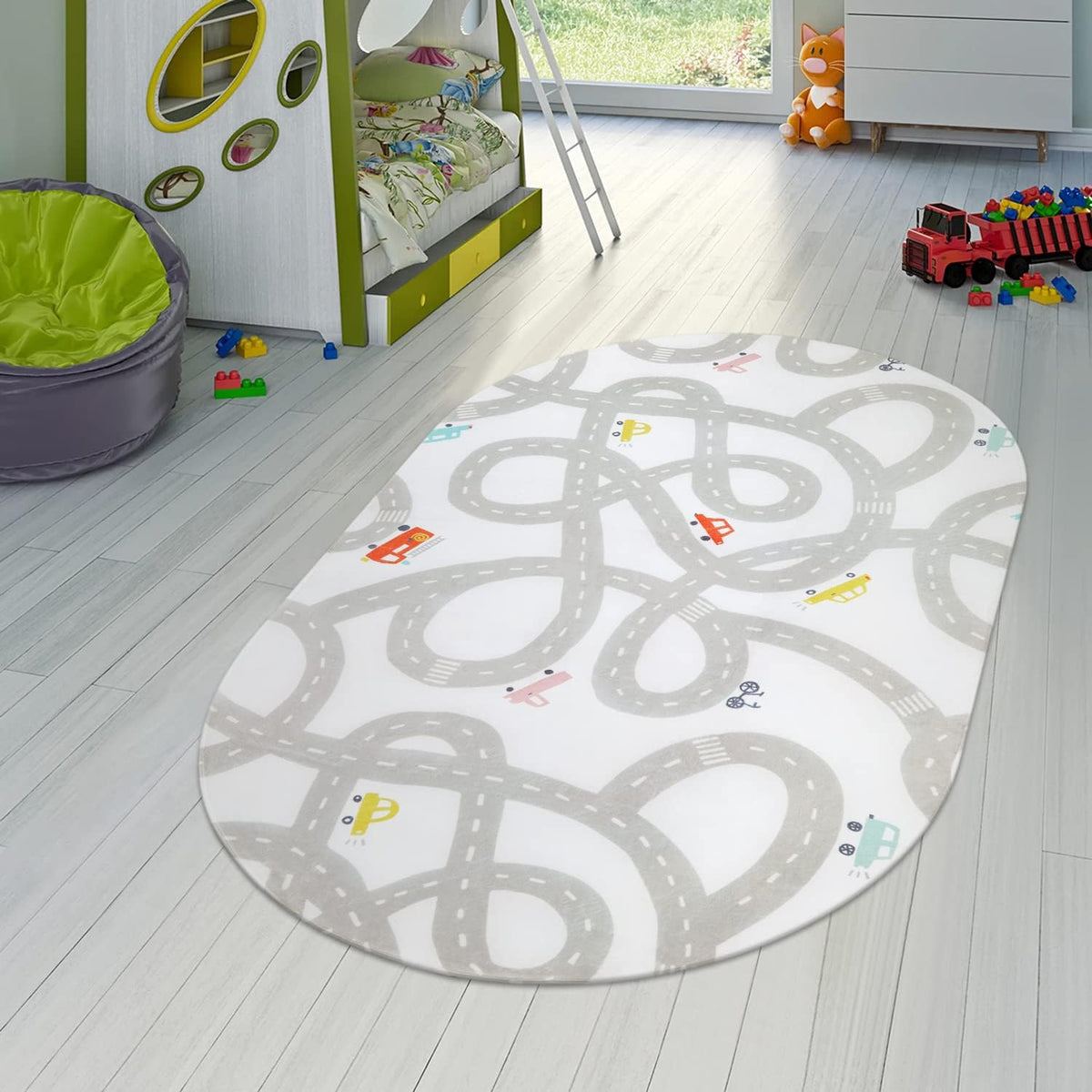 STARUIA Road Traffic Kids Rug Children Playing with Cars Playmat 3x5 Ft, Washable Play Carpet for