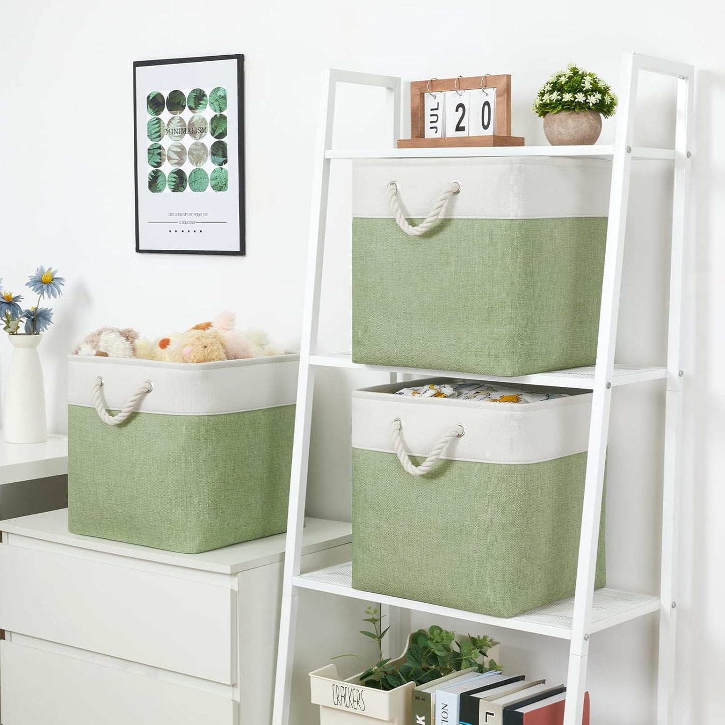 Bidtakay Cubby Storage Bins Set of 3 Fabric Baskets for Shelves Closet Drawer Organizer Storage