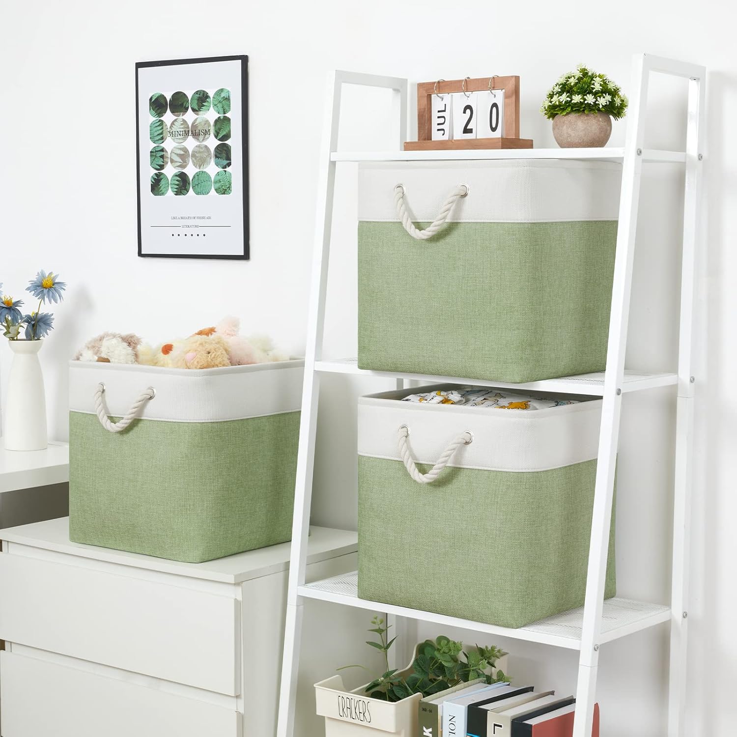 Bidtakay Cubby Storage Bins Set of 3 Fabric Baskets for Shelves Closet Drawer Organizer Storage