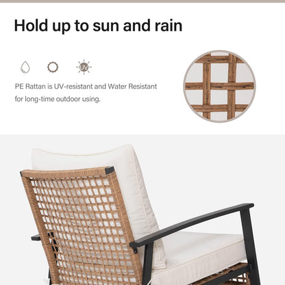 LAUSAINT HOME 3-Piece Rocking Bistro Set, Outdoor Patio Furniture with Thick Cushions and 2-Tier