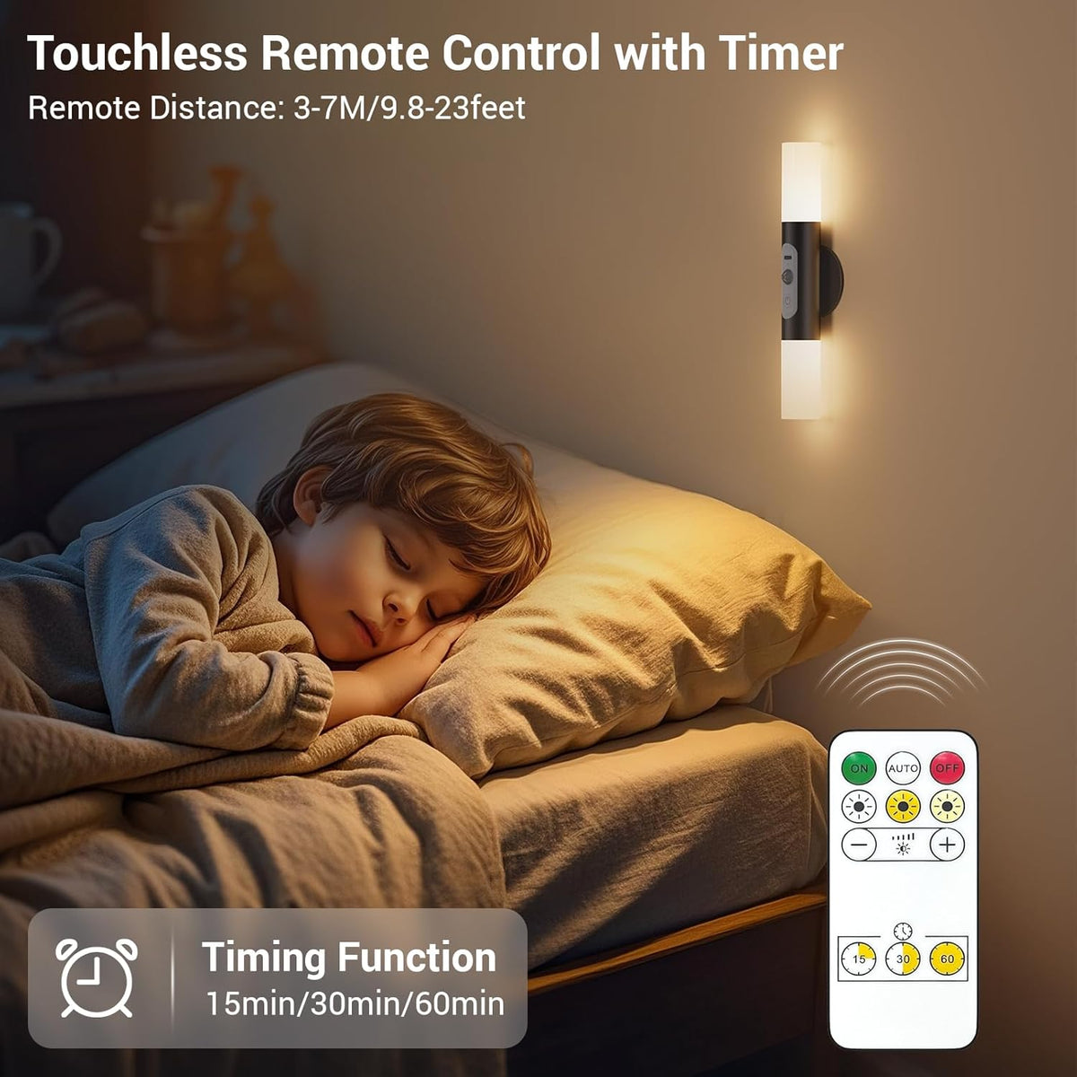 Motion Sensor Wall Lights with Remote Control, LED Rechargeable Battery Operated Wall Sconces Set