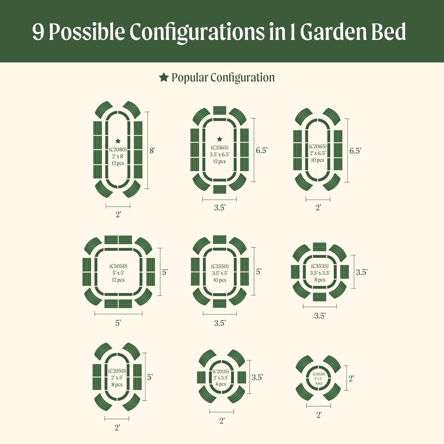 Vego garden 32" Extra Tall Raised Garden Bed Kits, 9 in 1 Modular Raised Planter Box for Vegetables