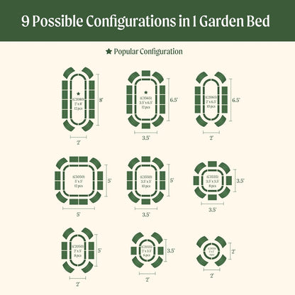 Vego garden 32" Extra Tall Raised Garden Bed Kits, 9 in 1 Modular Raised Planter Box for Vegetables