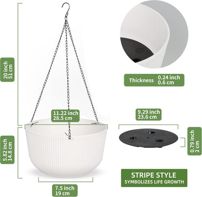 Dexceder 11.2 Inch Self Watering Hanging Planters Indoor Outdoor, Thickened Hanging Basket Flower