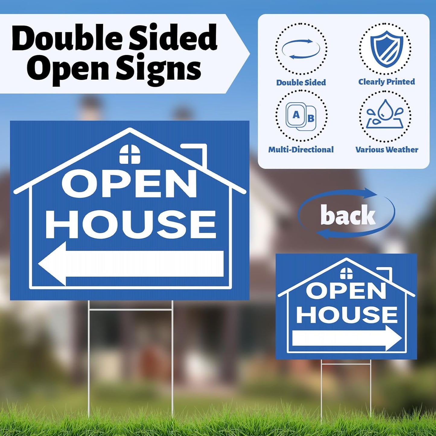 44 Pcs Open House Signs for Real Estate Agent Supplies, Double Sided Open House Flag Kit for